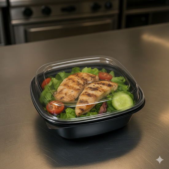 SINGLE COMPARTMENT MICROWAVE FOOD SERVING CONTAINER 