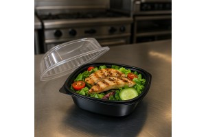 SINGLE COMPARTMENT MICROWAVE FOOD SERVING CONTAINER 