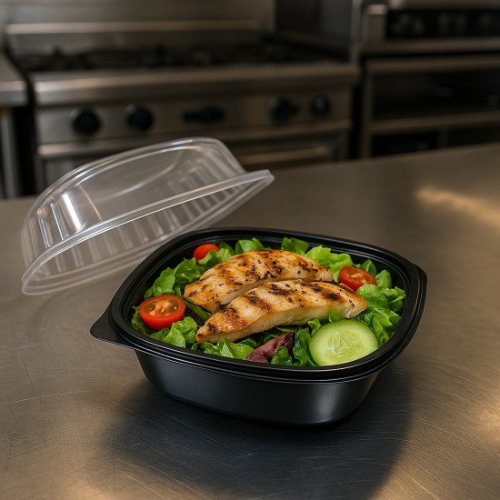 SINGLE COMPARTMENT MICROWAVE FOOD SERVING CONTAINER 